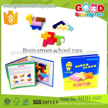 Heißer Verkauf bunte hölzerne Puzzlespielspielwaren Soem intelligente Gehirnsturm-Schule spielt MDD-1037